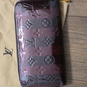Louis Vuitton Glossy Maroon Monogram Wallet/ Limited Edition.